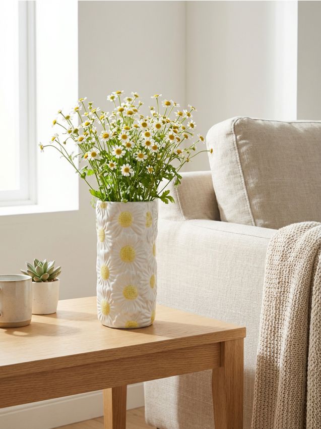 Sinsay - Vază ceramică cu motiv de margarete - multicolor