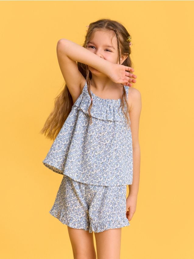 Sinsay - Set: Bluză și Pantaloni Scurți - crem