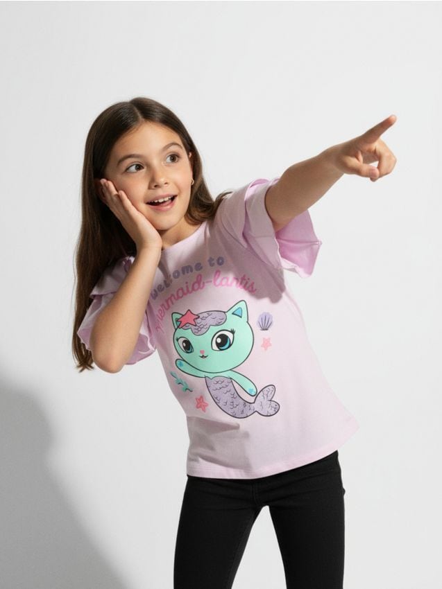 Sinsay - Tričko Gabby's Dollhouse - levanduľová