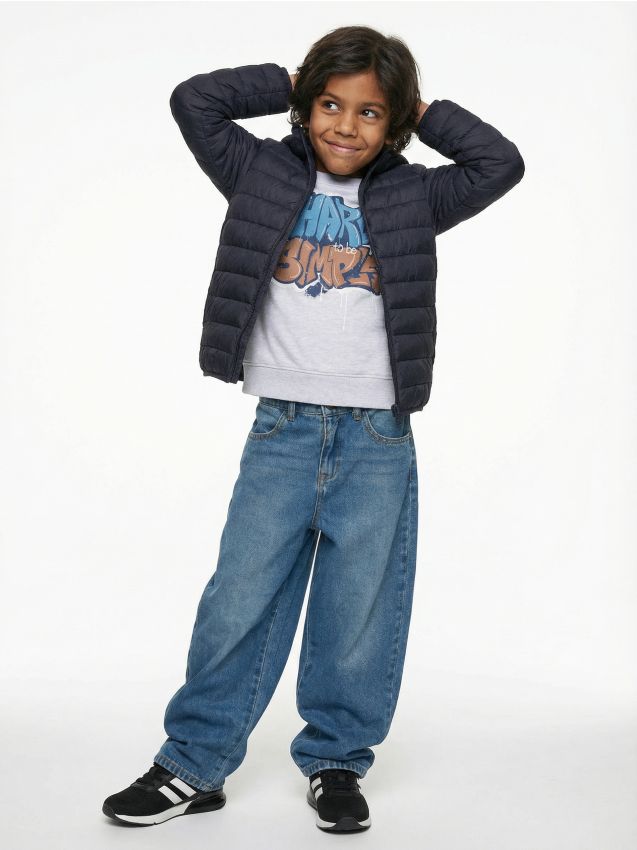 Sinsay - Blugi croială balloon cu efect spălat - albastru