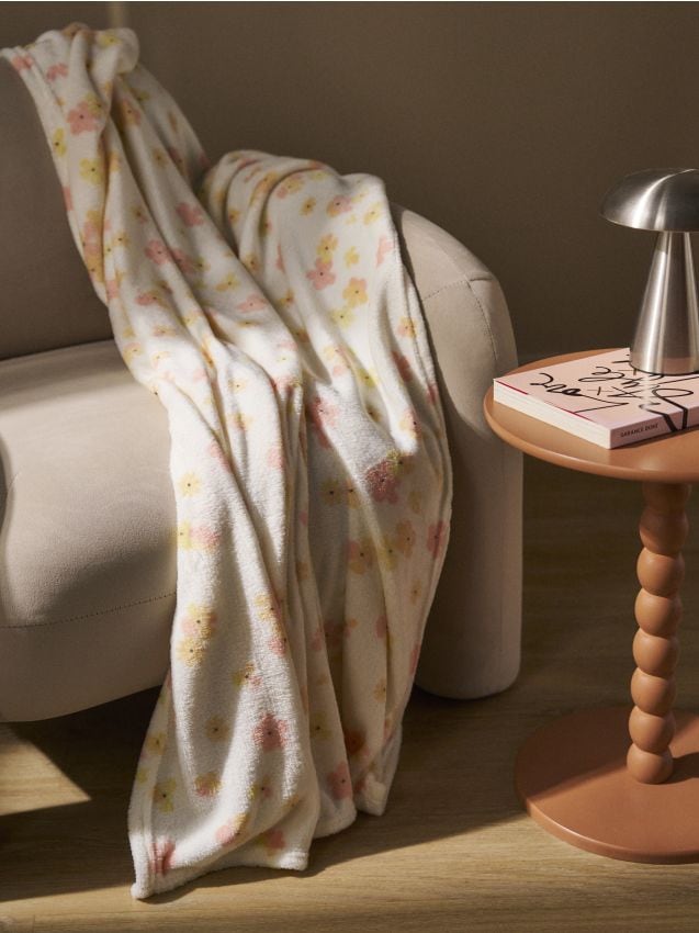 Sinsay - Pătură cu flori - alb