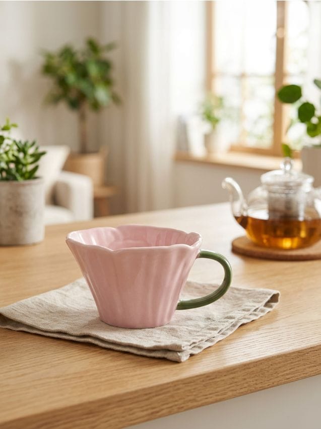 Sinsay - Cană ceramică cu motiv floral - roz