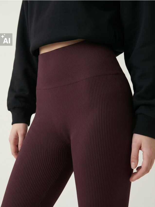 Sinsay - Colanți comfort cu dungi - bordo