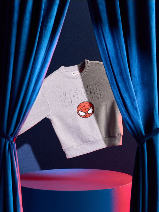 Sinsay - Bluză crewneck cu imprimeu Spider-Man - gri-închis