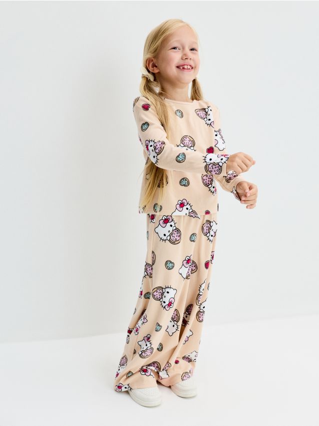 Sinsay - Set de tricou cu mânecă scurtă și pantaloni Hello Kitty - bej