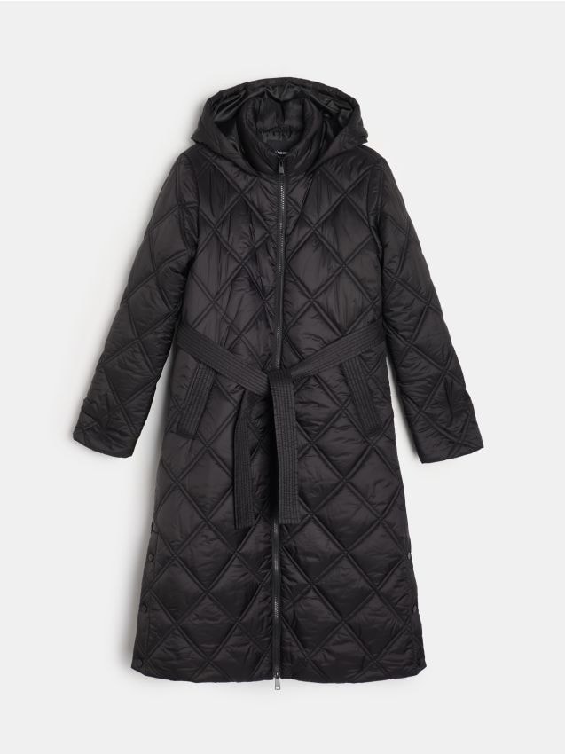 Sinsay - Prešívaný plášť s kapucňou - čierna