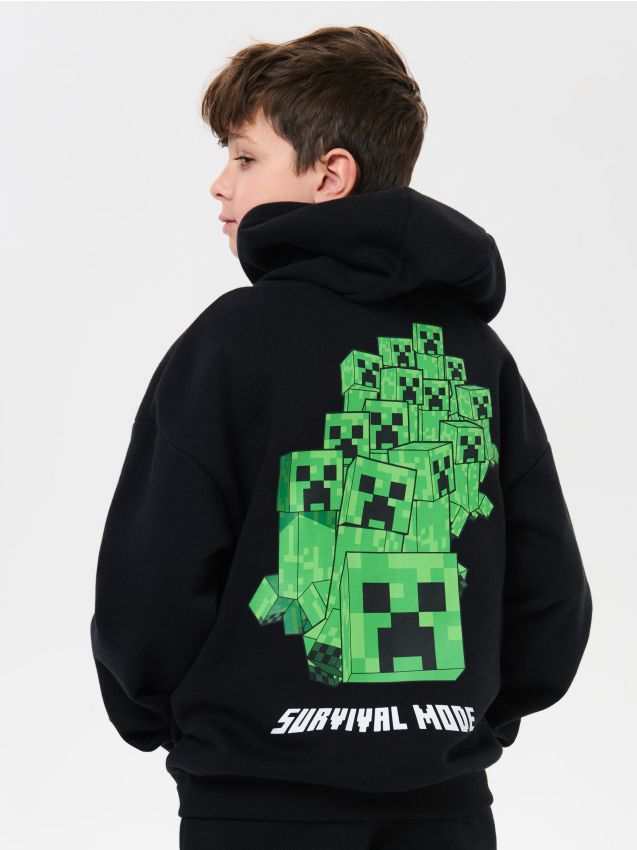 Sinsay - Hanorac cu glugă și fermoar Minecraft - negru