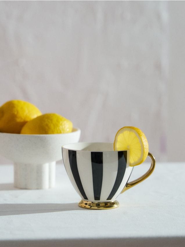 Sinsay - Cană ceramică cu dungi - negru