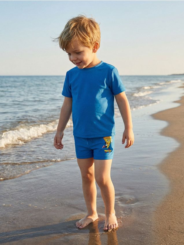 Sinsay - Kąpielówki z nadrukiem pizzy - niebieski