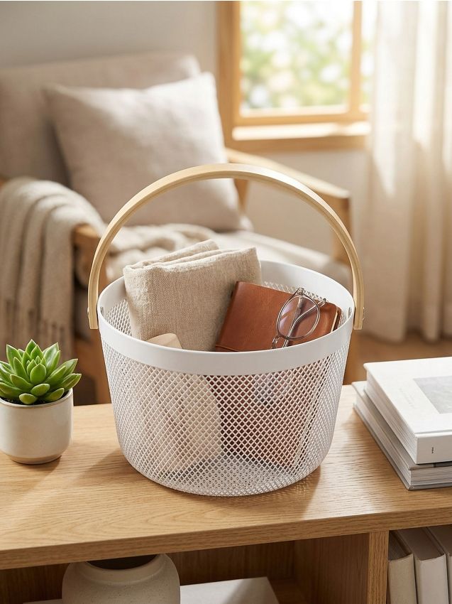 Sinsay - Coș de depozitare cu mâner - alb