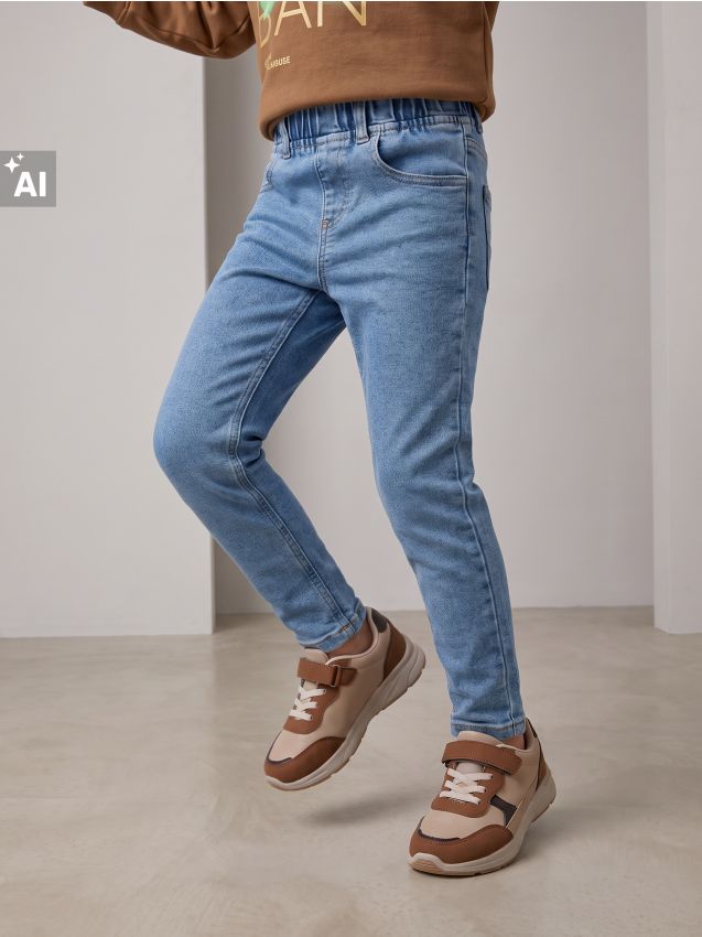 Sinsay - Blugi relaxed skinny cu amestec de viscoză - albastru