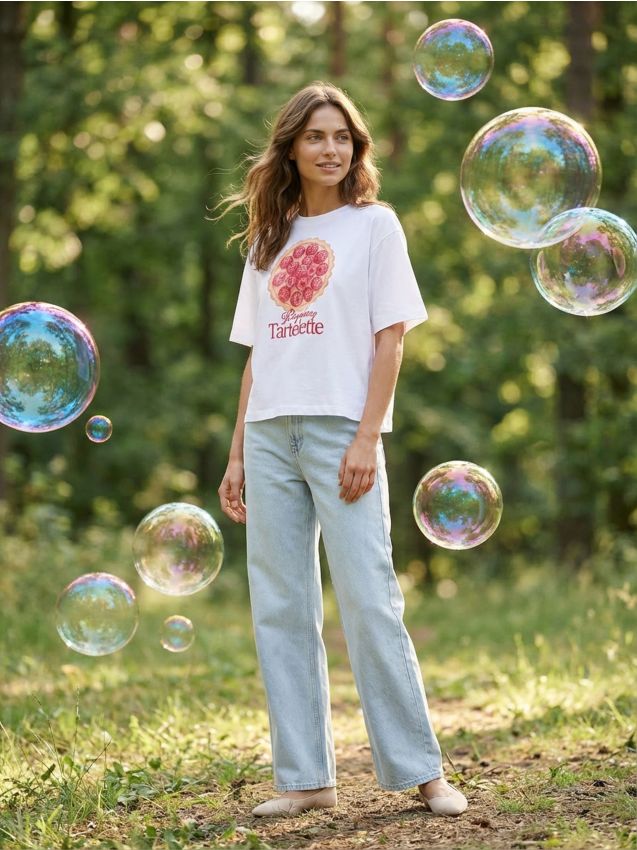 Sinsay - Tricou din bumbac cu imprimeu cu tartă - alb