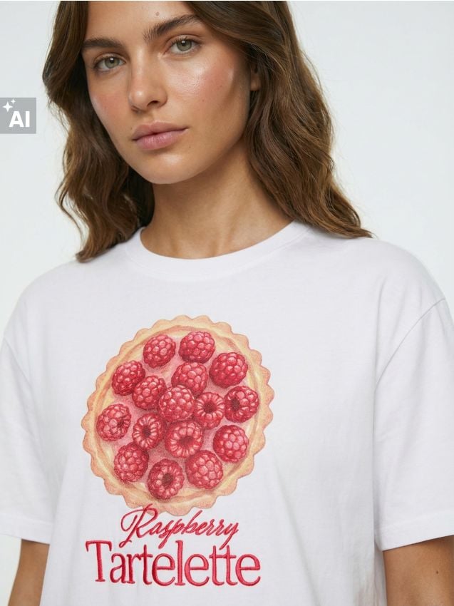 Sinsay - Tricou din bumbac cu imprimeu cu tartă - alb