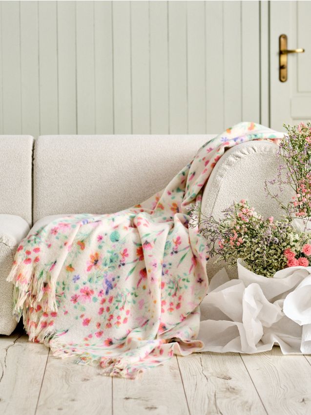 Sinsay - Pătură cu model floral - crem