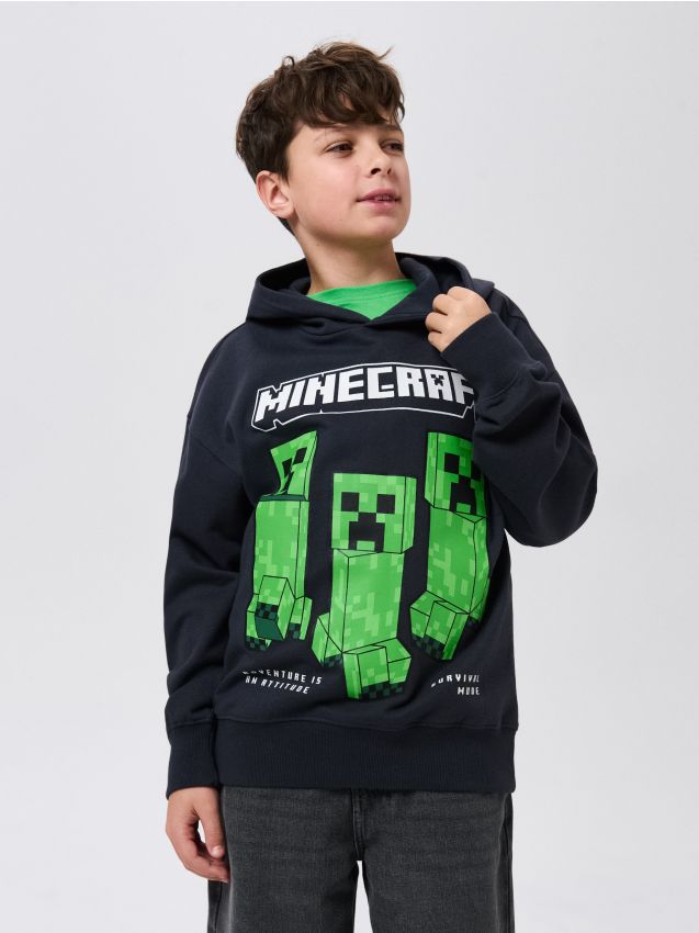 Sinsay - Hanorac cu imprimeu Minecraft - gri-închis