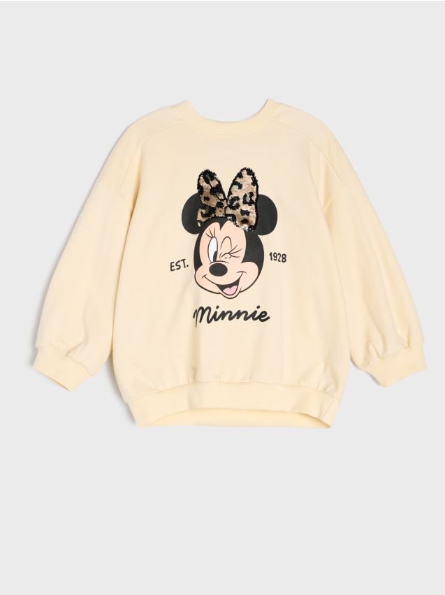 Sinsay - Hanorac crewneck cu imprimeu și aplicație cu paiete Minnie Mouse - multicolor