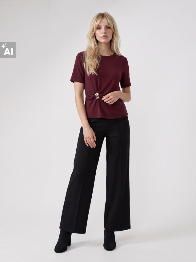 Sinsay - Bluza s naborom i ukrasnom kopčom