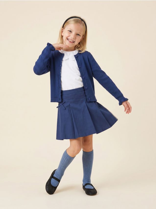 Sinsay - Cardigan din bumbac cu volane decorative - bleumarin