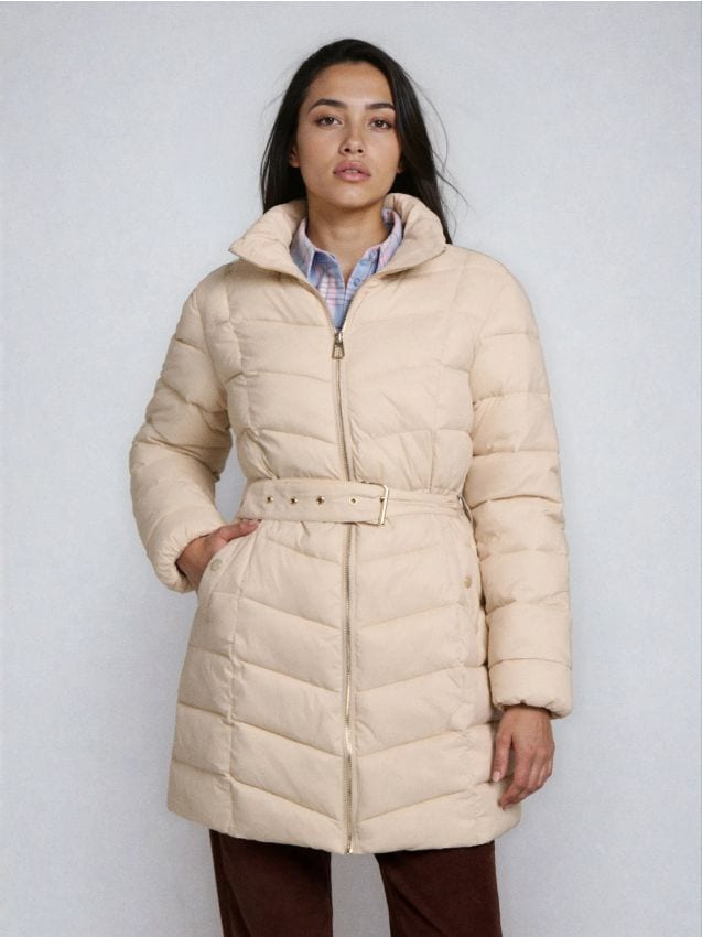 Sinsay - Geacă matlasată cu glugă - nude