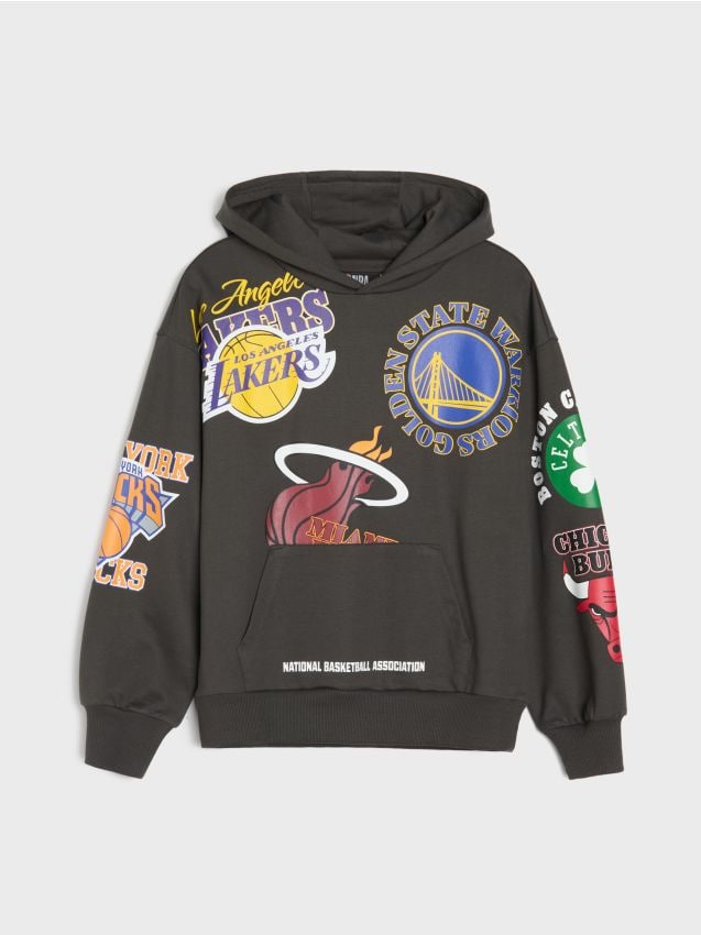 Sinsay - Hanorac cu bumbac NBA - gri-închis
