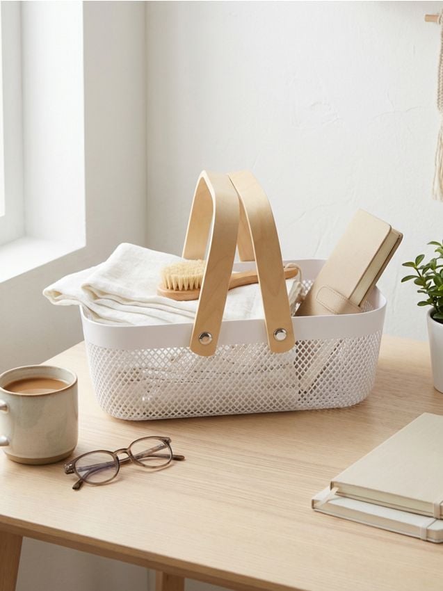 Sinsay - Coș cu mânere - alb