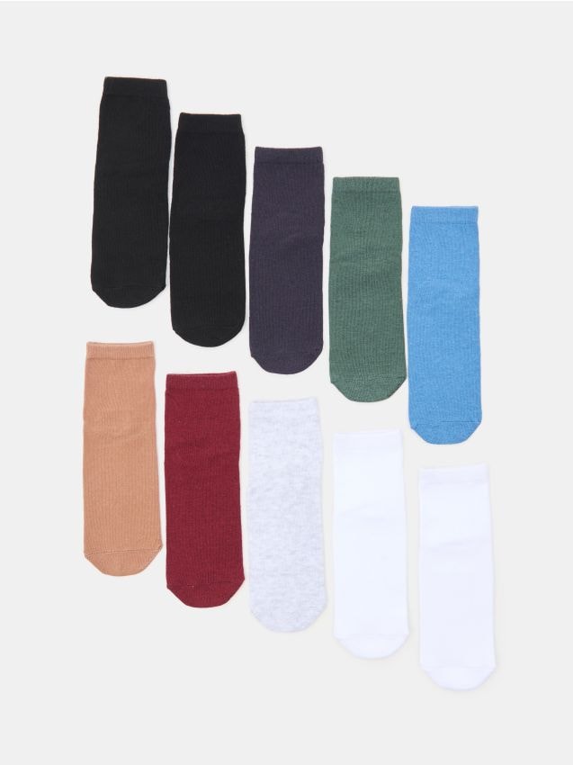 Sinsay - Șosete până la gleznă cu bumbac, pachet de 10 - multicolor