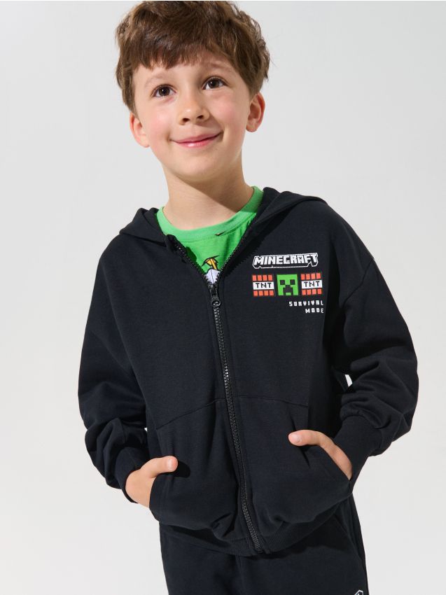 Sinsay - Hanorac cu glugă și fermoar Minecraft - negru