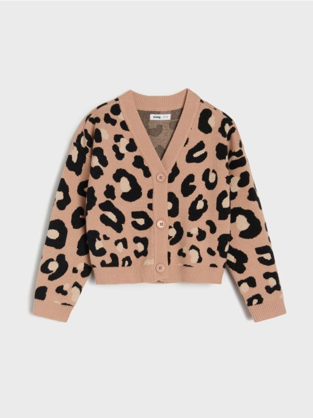 Sinsay - Cardigan cu vâscoză cu imprimeu leopard - bej