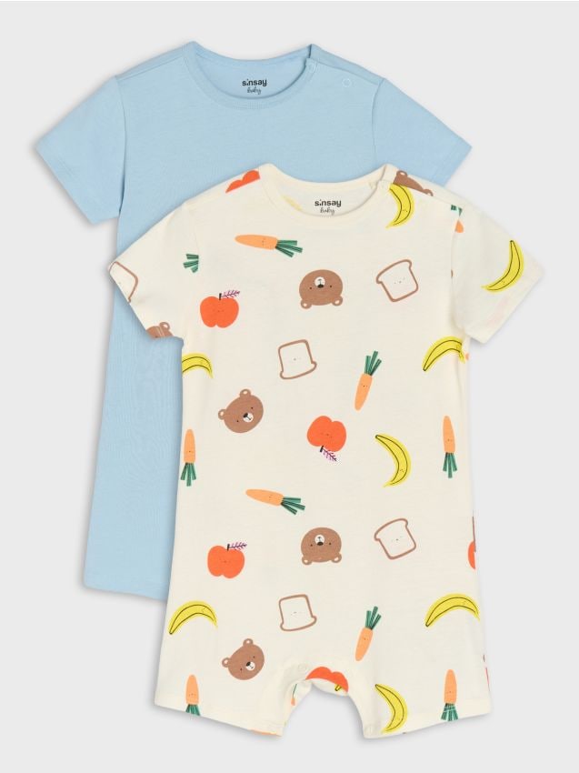 Sinsay - Salopetă din bumbac 2 pack - crem