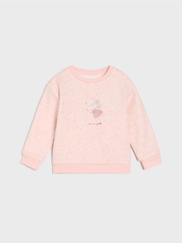 Sinsay - Hanorac cu guler rotund - roz-pastel