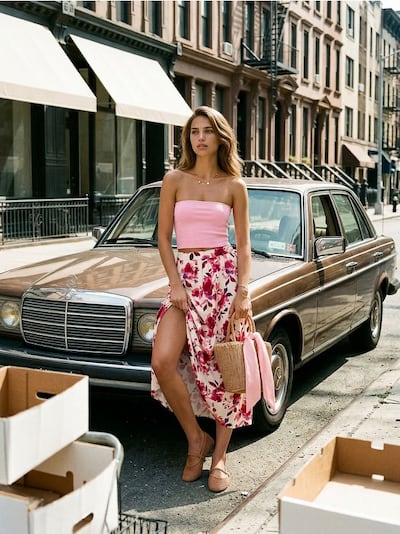 Midi suknja cvetnog uzorka