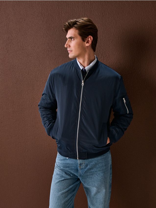 Sinsay - Jachetă bomber cu căptușeală termoizolantă - bleumarin