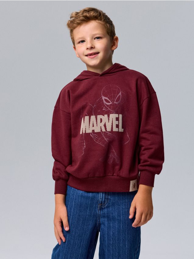 Sinsay - Hanorac cu imprimeu Spider-Man - bordo