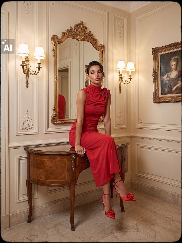 Sinsay - Rochie midi cu fronseuri - roșu