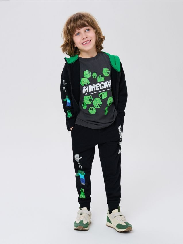 Sinsay - Spodnie dresowe Minecraft - czarny