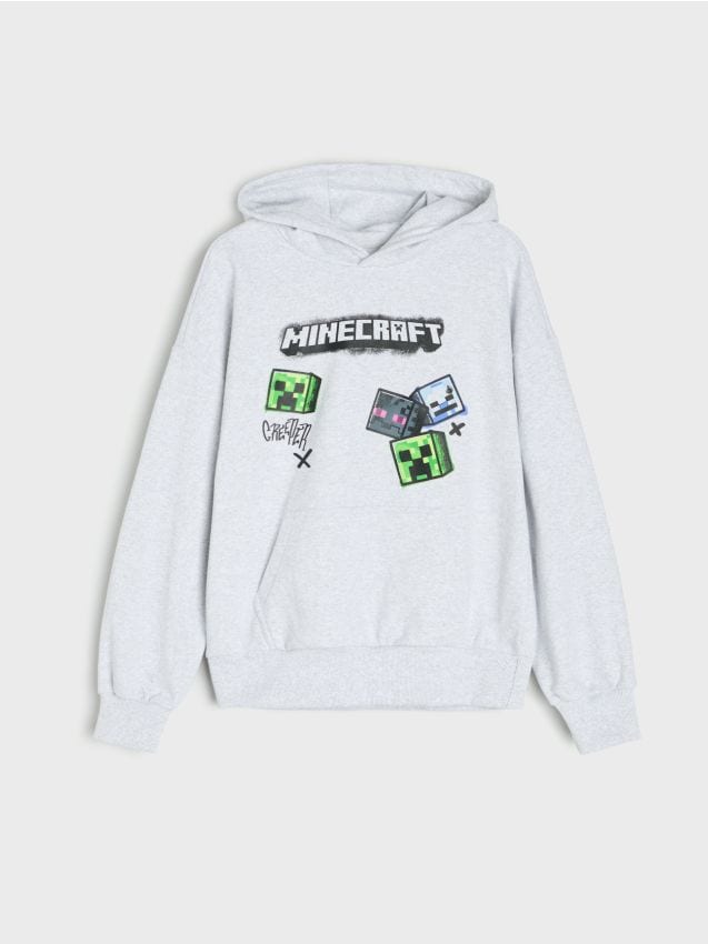 Sinsay - Hanorac cu imprimeu Minecraft - gri deschis