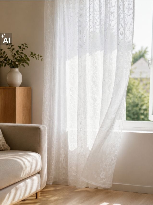 Sinsay - Fereastră cu bandă și model floral în relief - alb