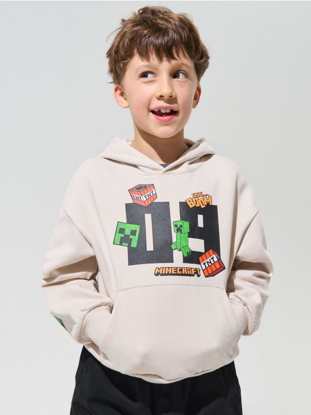 Sinsay - Hanorac cu imprimeu Minecraft - bej