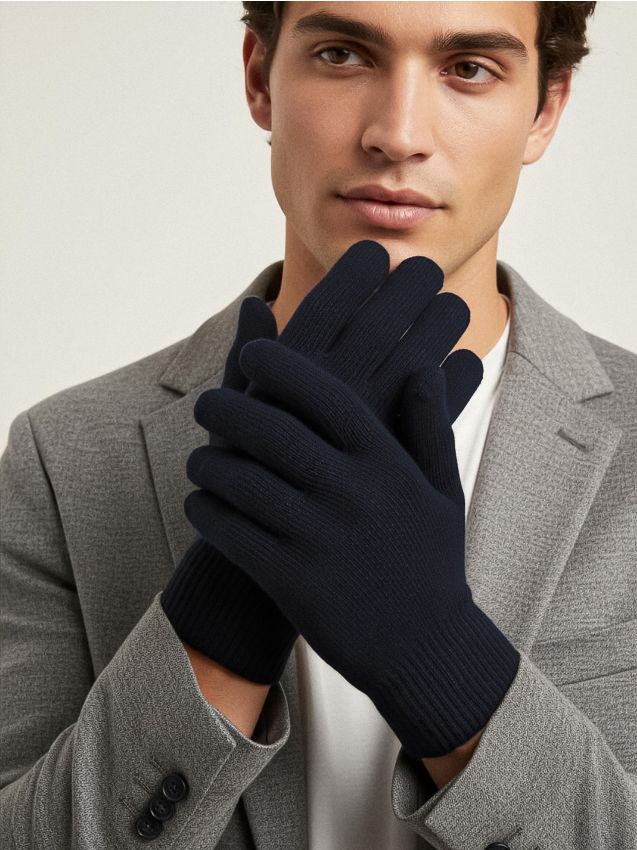 Sinsay - Súprava 2 párov rukavíc - tmavomodrá