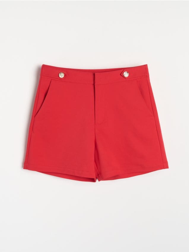 Sinsay - Pantaloni scurți cu nasturi decorativi și conținut ridicat de bumbac - roșu
