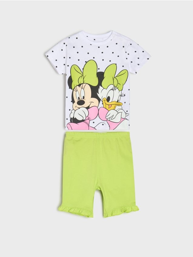 Sinsay - Compleu cu top și pantaloni scurți Minnie Mouse - galben-verzui