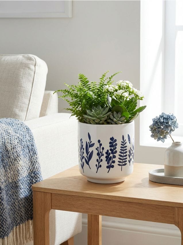 Sinsay - Ghiveci ceramic cu motiv vegetal - multicolor