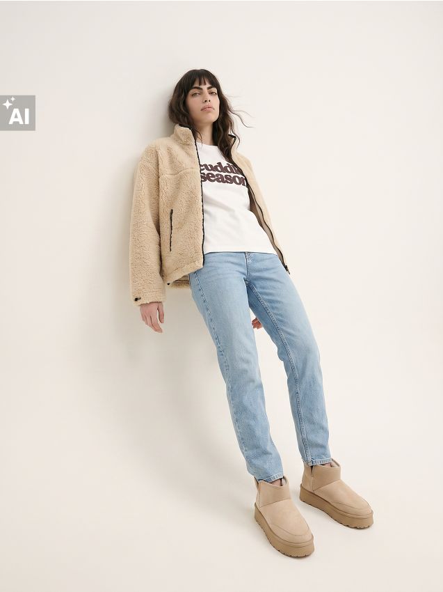 Sinsay - Blugi slim cu talie înaltă - albastru
