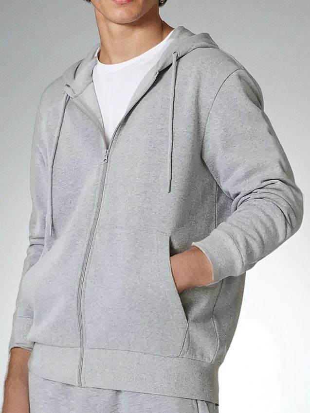 Sinsay - Hanorac cu glugă și fermoar - gri deschis