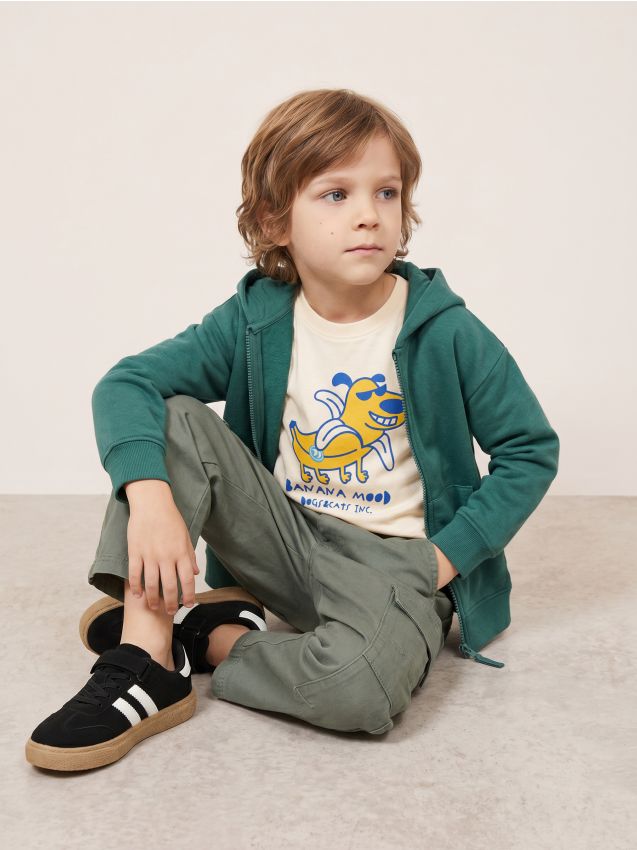 Sinsay - Pantaloni Baggy Cargo Largi - kaki