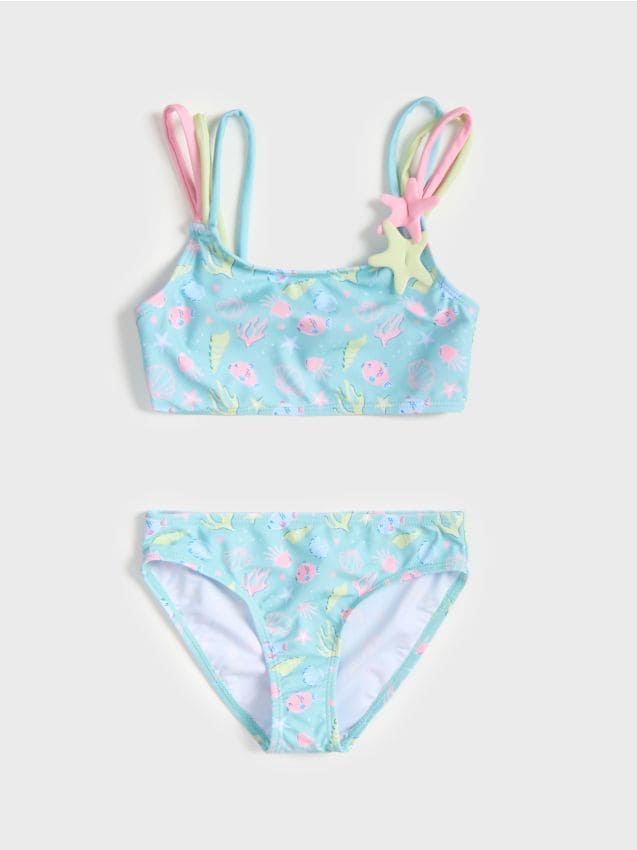 Sinsay - Strój kąpielowy dwuczęściowy z elementami 3D - zielony