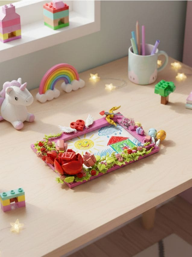 Sinsay - Ramă foto din piese de construcție - roz-pastel