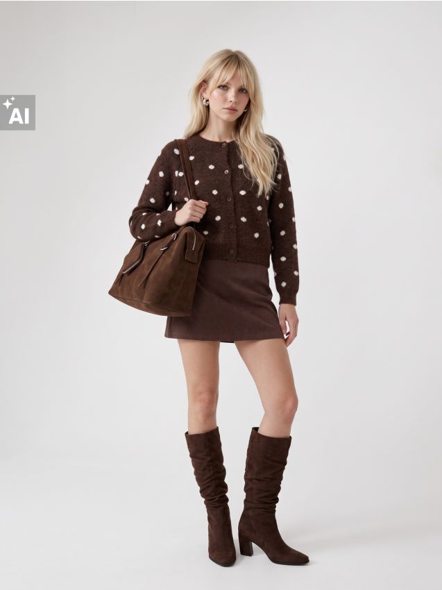 Sinsay - Cardigan cu amestec de lână și buline - multicolor