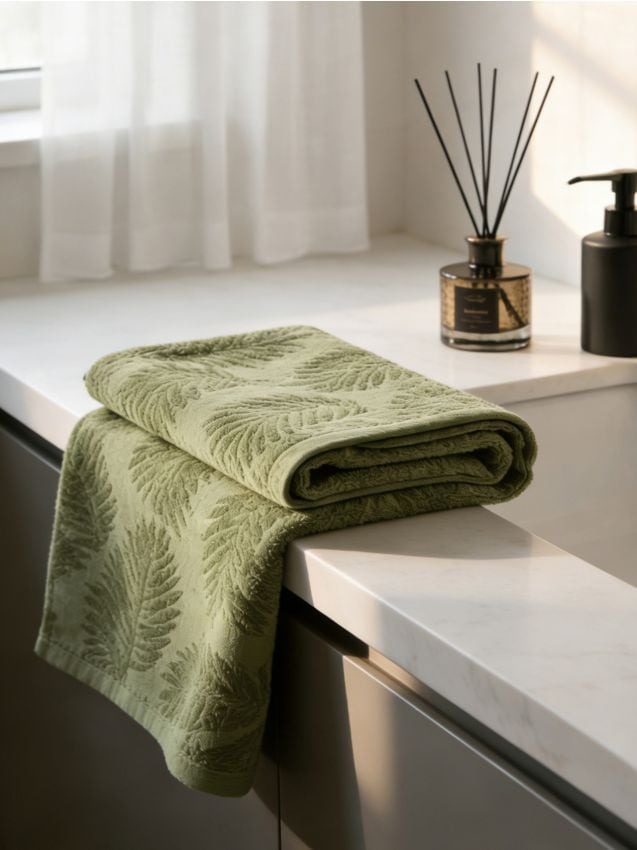 Sinsay - Prosop cu model jacard cu frunze - verde