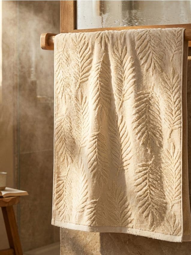 Sinsay - Prosop cu model jacard cu frunze - bej